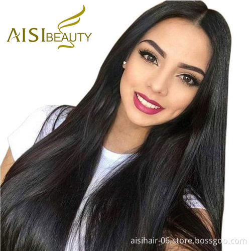 Aisi Beauty High Quality Vendor Cheap Long Straight Natural Black Wig Swiss Lace Synthetic Hair For Black Women Lace Front Wig